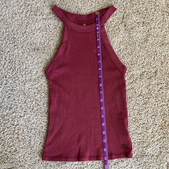 High-Neck Ribbed Tank Maroon - Picture 5 of 9